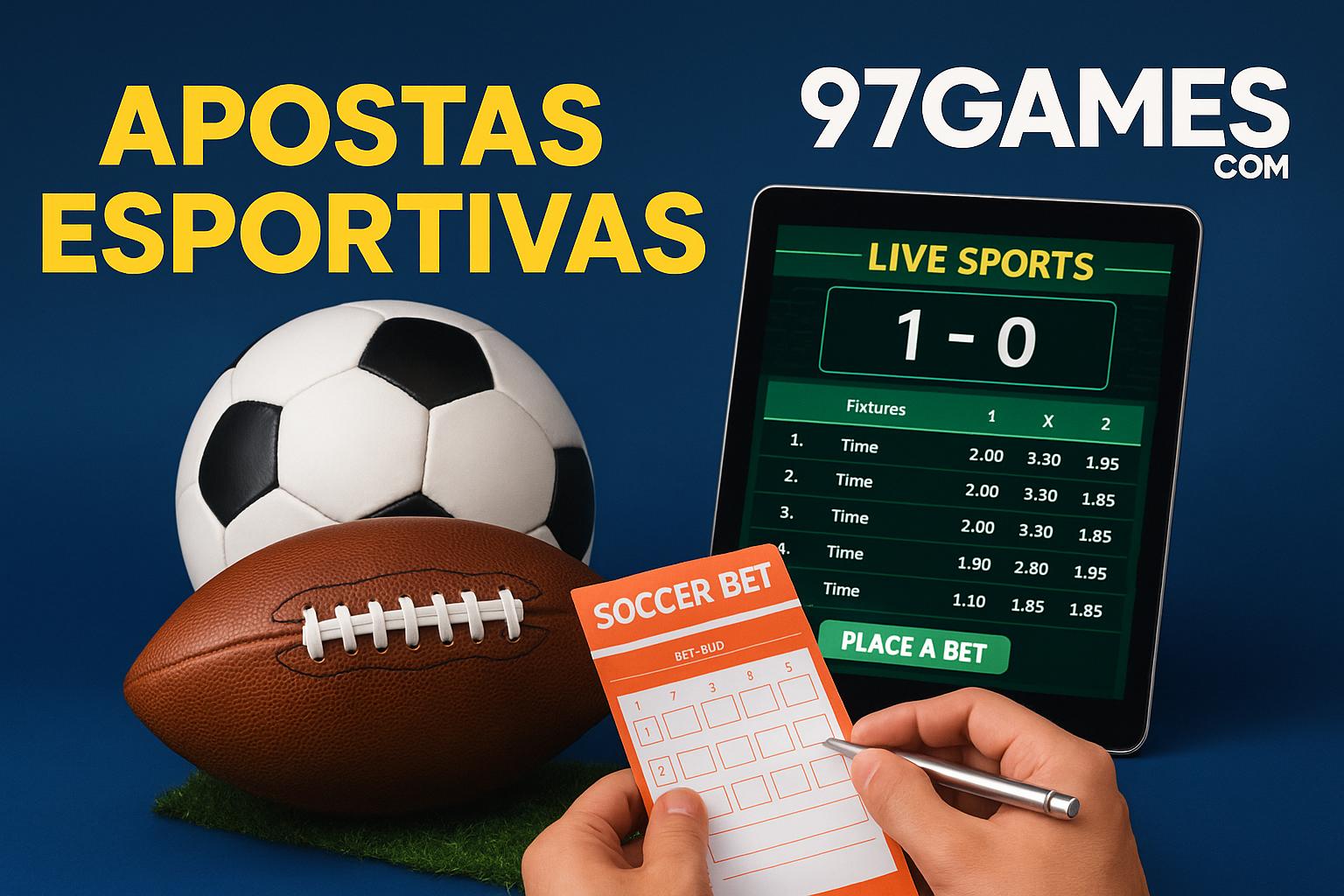 Apostas esportivas no cassino online 97GAMES.COM